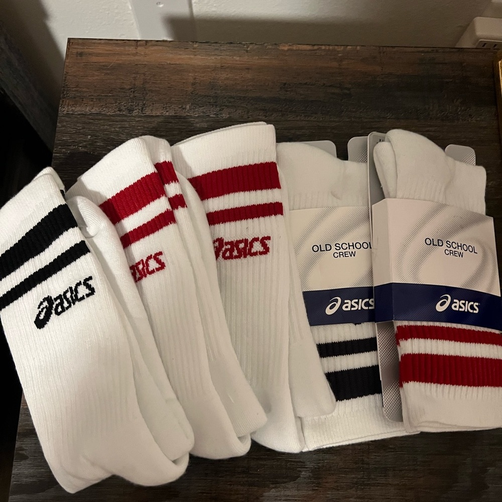 ASICS Old School Crew Socks XL Men’s Size 12+ NEW 5 Pairs